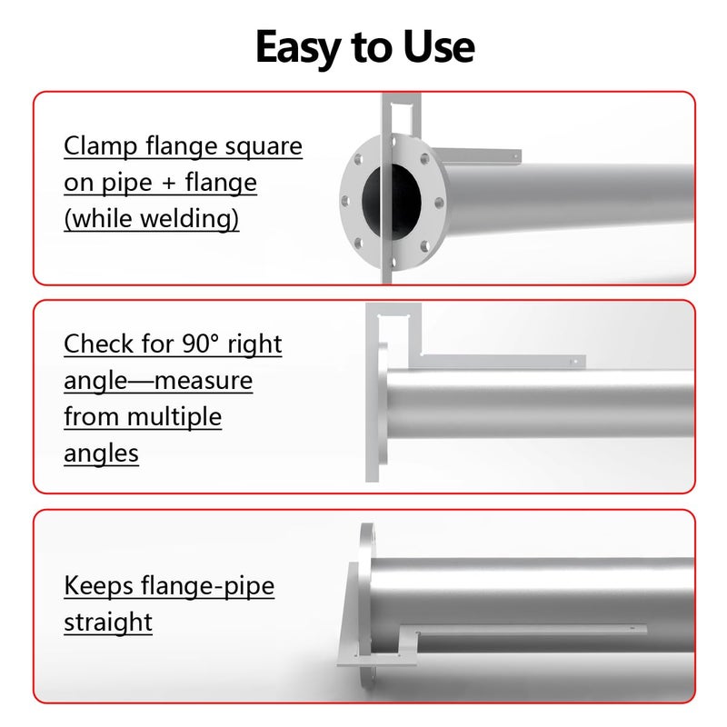 DANOREC Flange Angle Square,Galvanized Steel Pipefitter Measuring Tool,Precision Flange Squares, Ideal for Piping Construction, Great for Checking Flange & Pipe Assembly Right Angles 400 * 400mm - Image 3